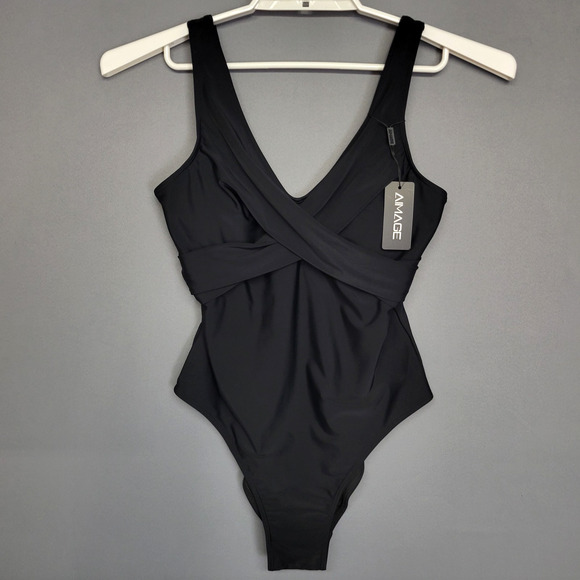 AIMAGE Swimsuit Womens Large One Piece V Neck Ruched Tummy Control Bathing Suit - Picture 1 of 14